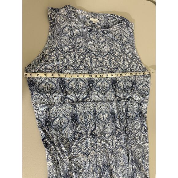 J. Jill Women's Blue White Floral Paisley Sleeveless Boho Long Maxi Dress 3X - Picture 7 of 8